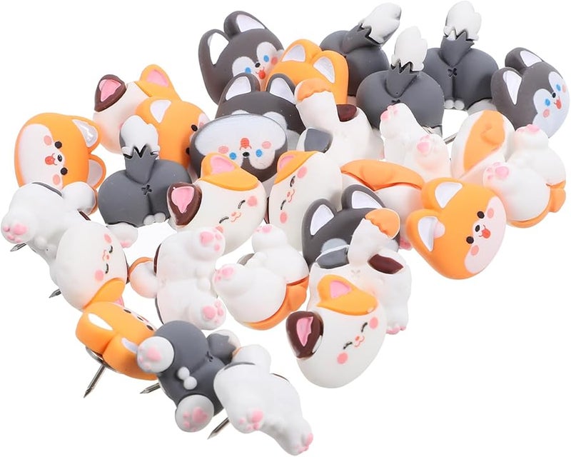 VILLCASE 30pcs Resin Animal Push Pins Set Cute Cat Dog Heads for Corkboard Bulletin Board Decoration - Image 2