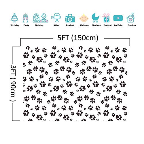 Qian Cartoons Puppy Dog Paw Theme Photography Backdrops Kids Boys Birthday Party Banner Photo Background Newborn Baby Shower Candy Cake Table Decor Photobooth Props 5x3ft Vinyl - Image 4