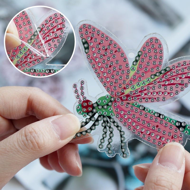 SWATOM 10PCS Diamond Art Kits for Adults for Garden Decor with Butterfly, Hummingbird, Ladybug, Bee, Dragonfly Iron Wire Swaying Diamond Painting Dotz Ornaments Kits for Indoor Outdoor Yard - Image 4