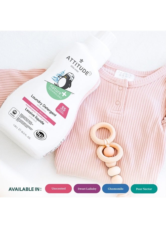 Attitude Baby Laundry Detergent Liquid, EWG Verified, Safe for Baby Clothes, Infant and Newborn, Vegan and Naturally Derived Washing Soap, HE Compatible, Soothing Chamomile, 35 Loads, 35.5 Fl Oz  - Image 2