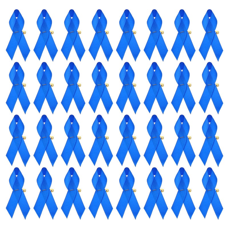 PATIKIL 30 Pieces Blue Polyester Ribbon Satin Pins Awareness Ribbon Satin with Safety Pins - Image 3