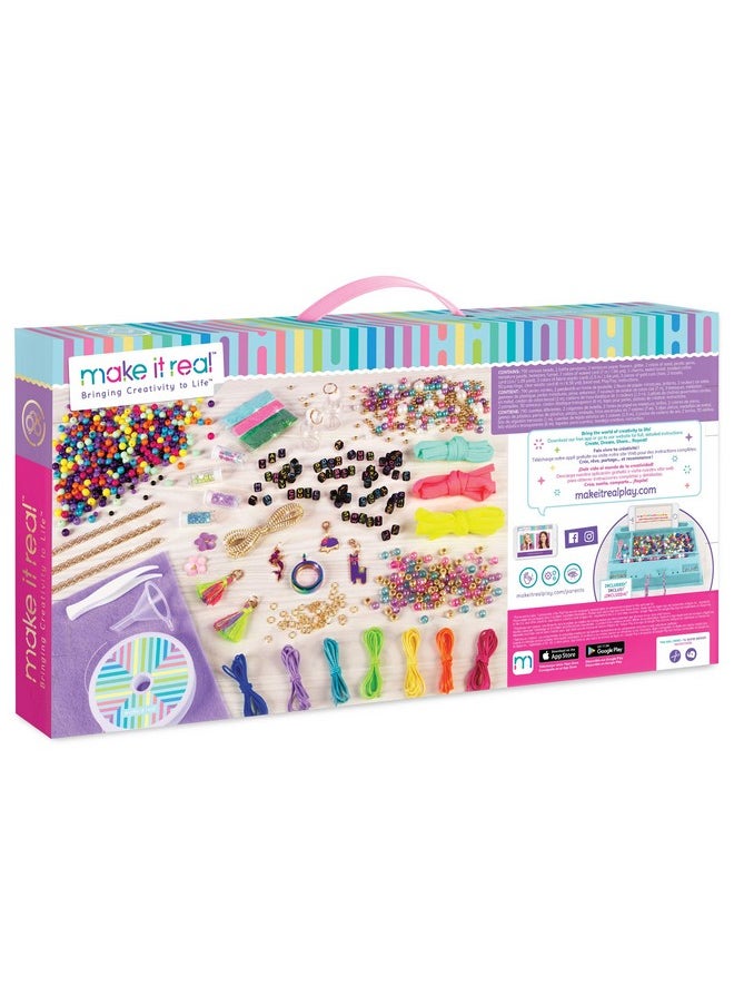 Make It Real Make It Real - Mega Jewelry Studio - DIY Bead Necklace and Bracelet Making Kit for Tween Girls - Arts and Crafts Kit with Beads and Charms for Unique Jewelry Making - Includes Case  - Image 2