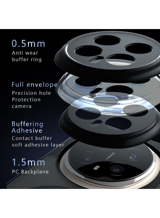 Case Cover Shockproof Hard PC Back Soft TPU Frame Matte Black Magnetic Wireless Charging Slim Protective Cover Compatible with  Honor Magic 8 Pro ( Black) - Image 3