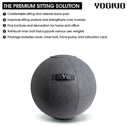 YOGIVO Sitting Ball Chair for Home Office Desk - Exercise and Stability Ball for Fitness, Pilates, and Ergonomic Balance - Includes Cover and Pump - Image 3