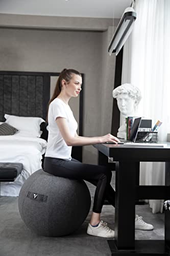 YOGIVO Sitting Ball Chair for Home Office Desk - Exercise and Stability Ball for Fitness, Pilates, and Ergonomic Balance - Includes Cover and Pump - Image 5