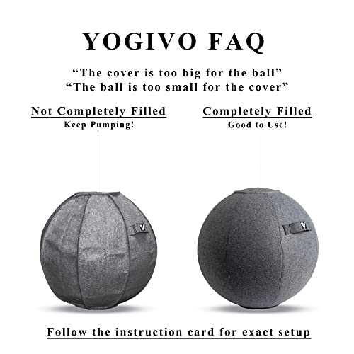 YOGIVO Sitting Ball Chair for Home Office Desk - Exercise and Stability Ball for Fitness, Pilates, and Ergonomic Balance - Includes Cover and Pump - Image 4