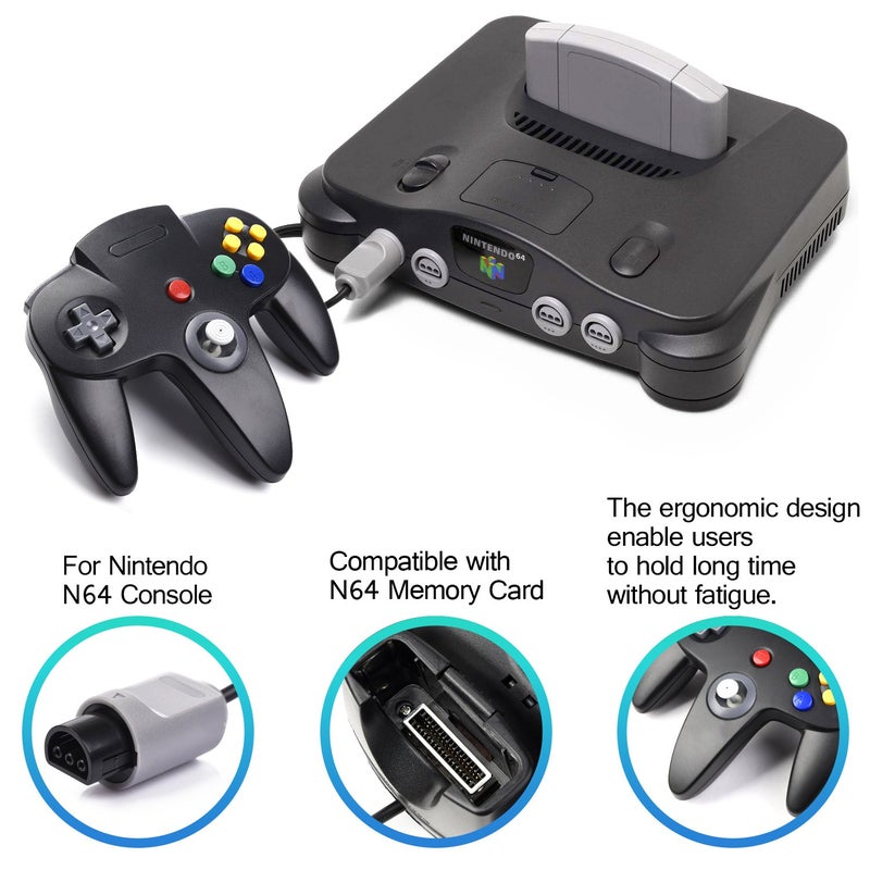 miadore 4 Pack Classic 64 Controller, Wired N64 Controllers with Upgraded Joystick (Non PC USB Version) (Black/Clear Green/Clear Blue/Clear Orange) - Image 4
