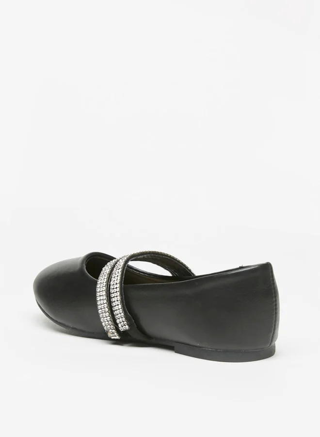Flora Bella By Shoexpress Girl's Solid Ballerina Shoes with Embellished Strap Ramadan Collection