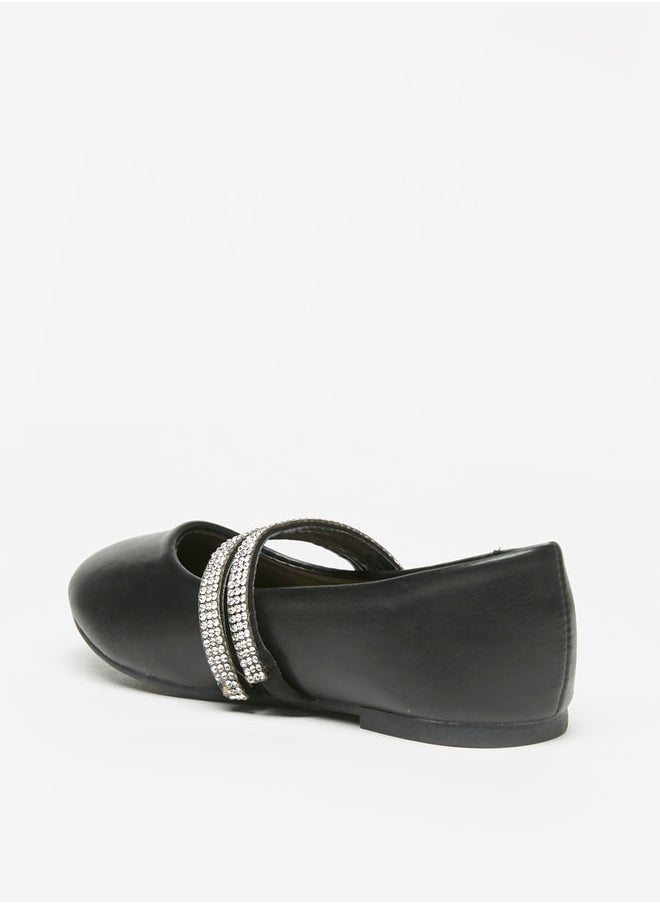Flora Bella By Shoexpress - Girl's Solid Ballerina Shoes with Embellished Strap Ramadan Collection - Image 1
