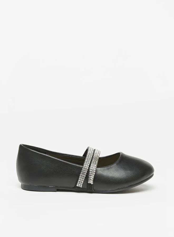 Flora Bella By Shoexpress Girl's Solid Ballerina Shoes with Embellished Strap Ramadan Collection