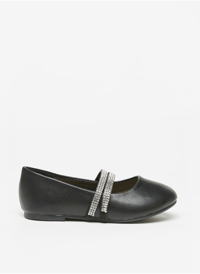 Flora Bella By Shoexpress - Girl's Solid Ballerina Shoes with Embellished Strap Ramadan Collection - Image 1