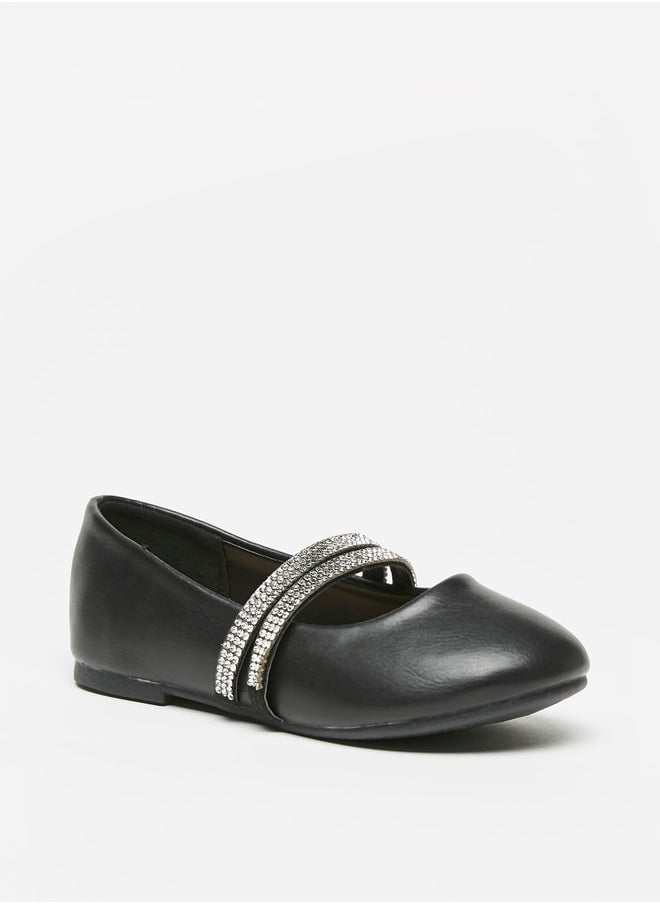 Flora Bella By Shoexpress - Girl's Solid Ballerina Shoes with Embellished Strap Ramadan Collection - Image 1