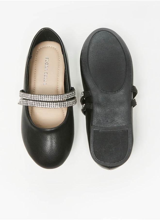 Flora Bella By Shoexpress - Girl's Solid Ballerina Shoes with Embellished Strap Ramadan Collection - Image 1