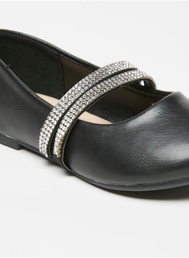 Flora Bella By Shoexpress - Girl's Solid Ballerina Shoes with Embellished Strap Ramadan Collection - Image 1