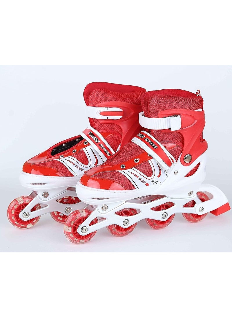 Toy Box - Adjustable Roller Skates with Light Up Wheels, Professional Inline Skating Shoes, Lighting Wheel Comfort Skate Shoes - Size S 30-33 (RED) - Image 1