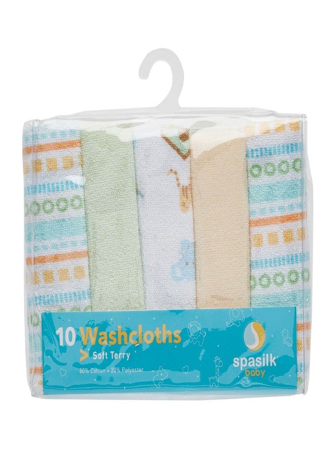 Spasilk Baby Washcloth Wipes Set for Newborn Boys and Girls, Soft Terry Washcloth Set, Pack of 10, Yellow Lines - Image 3