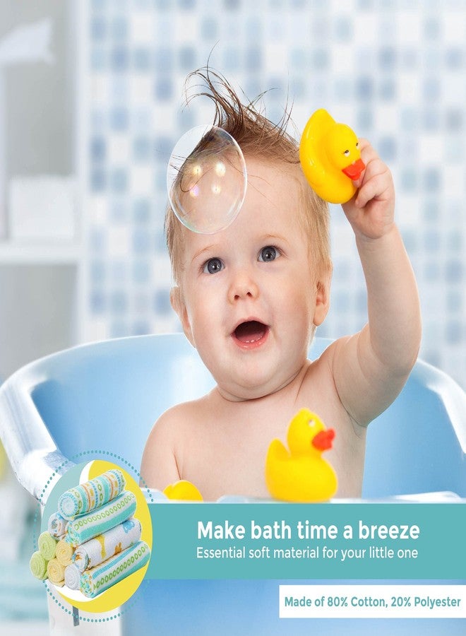 Spasilk Baby Washcloth Wipes Set for Newborn Boys and Girls, Soft Terry Washcloth Set, Pack of 10, Yellow Lines - Image 5