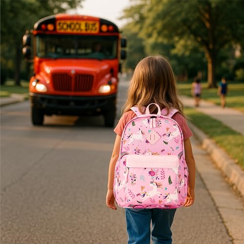KK CRAFTS Preschool Backpack Kindergarten Little Kids Toddler Elementary School Backpacks for Boys and Girls with Chest Strap15Inch Pink Unicorn - Image 3
