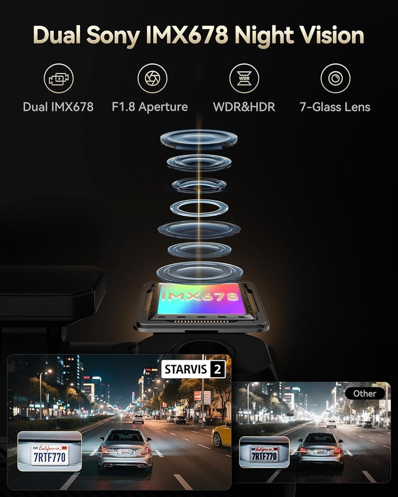 REDTIGER F77 4K+4K Dash Cam Front and Rear with Dual STARVIS 2 IMX678 HDR - Image 3