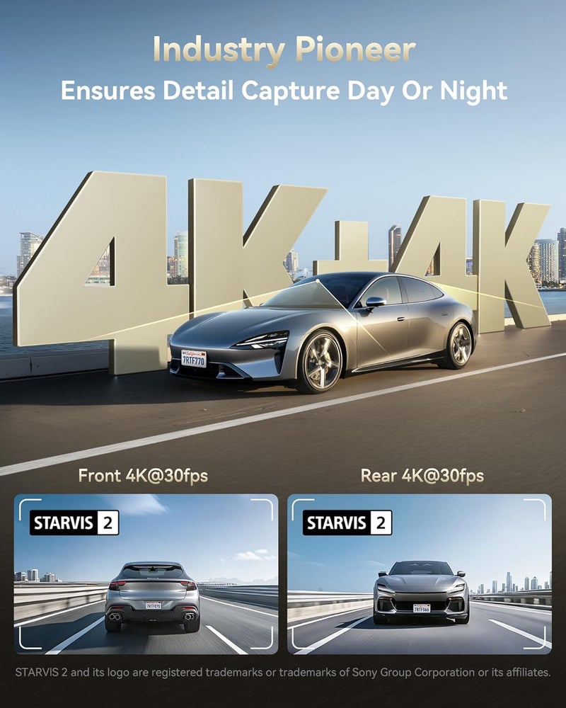 REDTIGER F77 4K+4K Dash Cam Front and Rear with Dual STARVIS 2 IMX678 HDR - Image 2