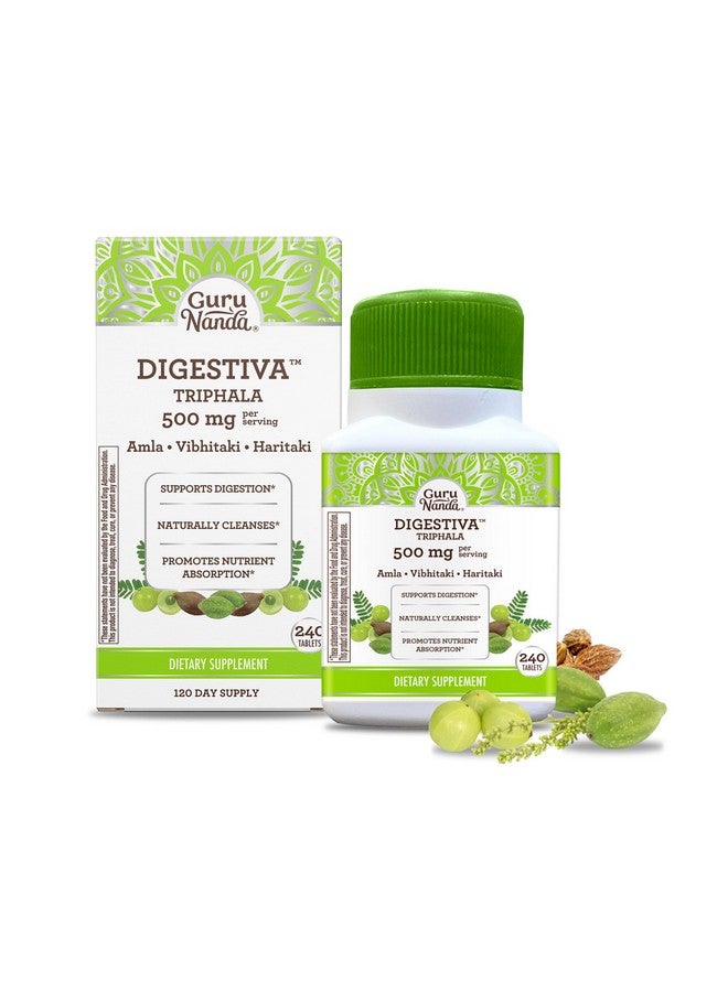 GuruNanda Digestiva Triphala (240 Tablets), Supports Digestion, Helps with Bloating, Dietary Supplement with Amla, Haritaki & Bibhitaki - Image 1