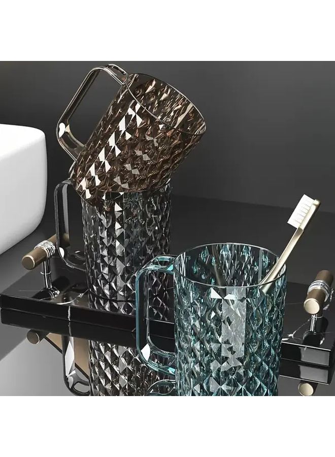 Transparent Blue Diamond Pattern Toothbrush Cup Portable Dental Care Set For Students Hostels - Image 2