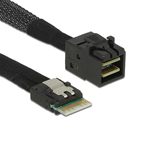JSER Slim Line SAS 40 PCIE40 SFF8654 4i 38pin Host to HD Mini SAS SFF8643 4i 36pin Target Extension Cable 50cm - Image 1