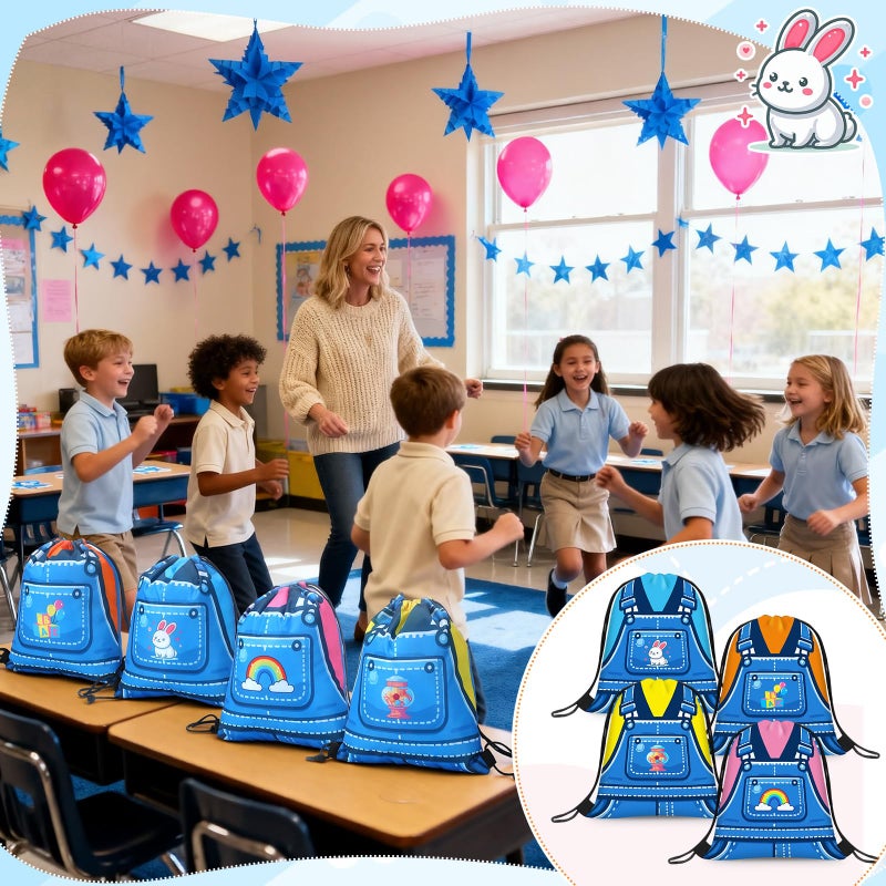 Yeyeplum 24 Pcs Cartoon English Teacher Birthday Party Favors Drawstring Bags English Themed Party Decorations Gifts for Cartoon Teacher Fans School Theme Gathering Baby Shower Birthday - Image 5