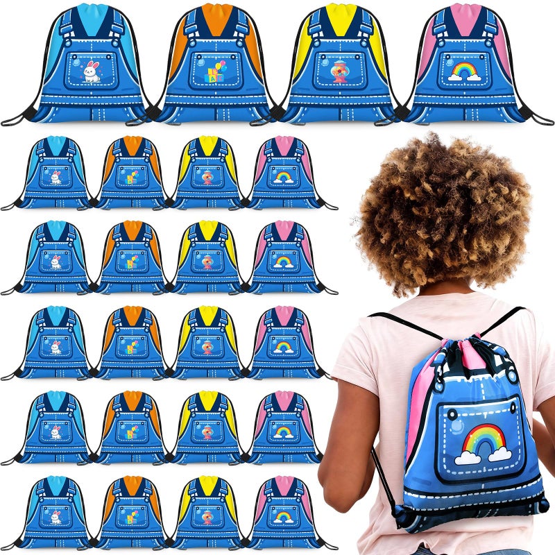 Yeyeplum 24 Pcs Cartoon English Teacher Birthday Party Favors Drawstring Bags English Themed Party Decorations Gifts for Cartoon Teacher Fans School Theme Gathering Baby Shower Birthday - Image 1