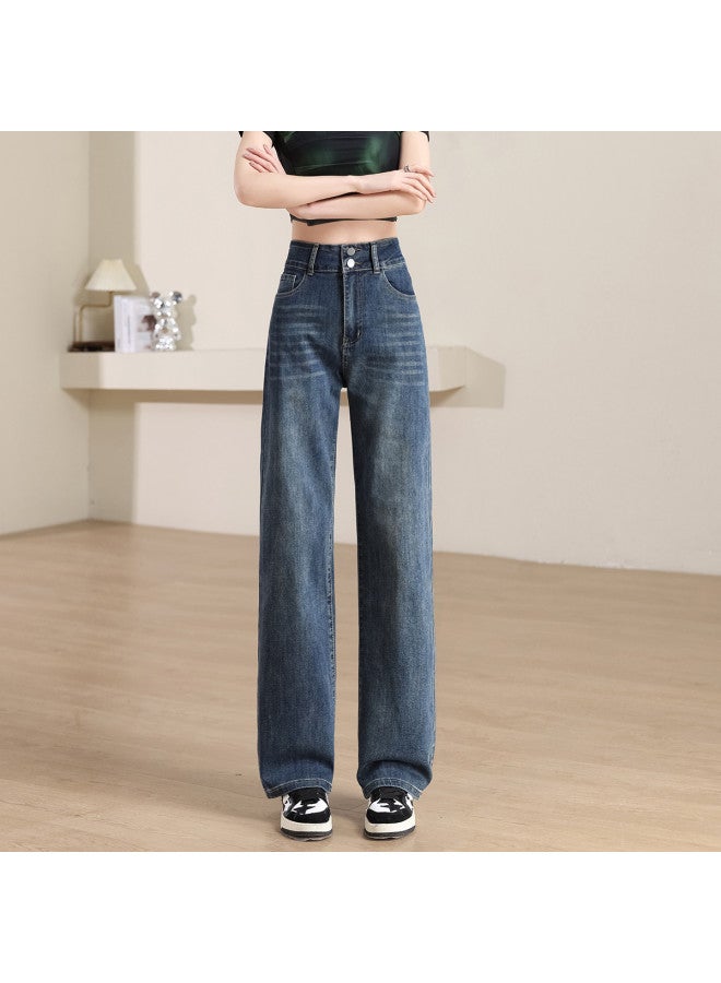 Hstyle Casual Women's Jeans For Spring/autumn, Comfortable High-waist Straight-leg Pants, Retro Long Trousers For Women - Image 4