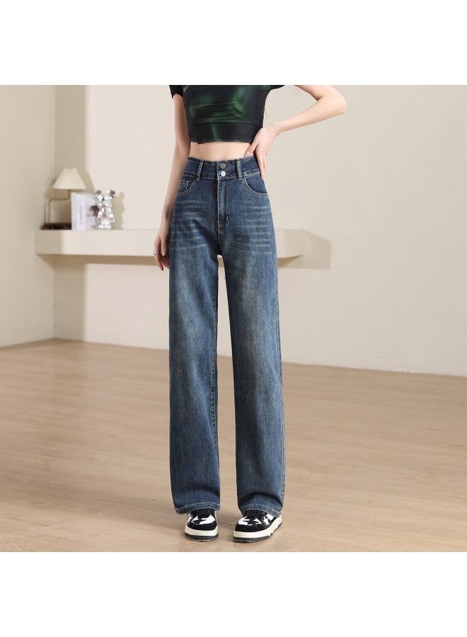 Hstyle Casual Women's Jeans For Spring/autumn, Comfortable High-waist Straight-leg Pants, Retro Long Trousers For Women - Image 3