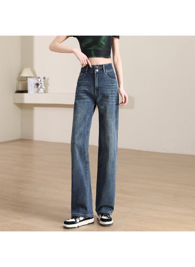 Hstyle Casual Women's Jeans For Spring/autumn, Comfortable High-waist Straight-leg Pants, Retro Long Trousers For Women - Image 5