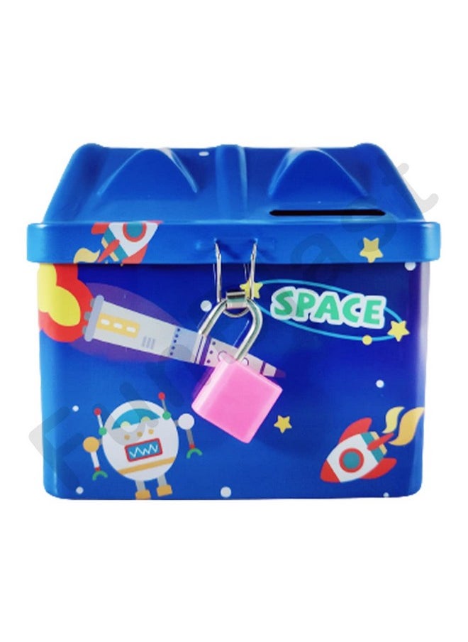 FunBlast FunBlast Piggy Bank for Kids – Space Themed Money Saving Tin Coin Box with Lock and Key – Birthday Return for Boys & Girls, Money Bank, Coin Box for Kids (Blue)  - Image 2