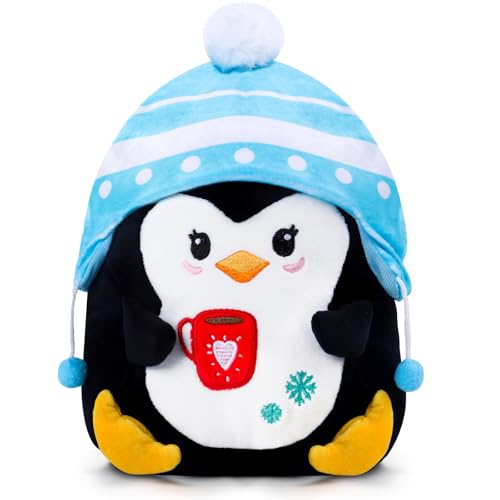 InIsaJace Penguin Christmas Plush Pillow 8 Inch Cute Penguin Stuffed Animal Plushie Toy Soft Winter Plush Pillow with Embroidery Christmas Holiday Birthday Gifts for Kids Boys Girls - Image 1
