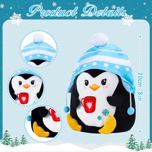 InIsaJace Penguin Christmas Plush Pillow 8 Inch Cute Penguin Stuffed Animal Plushie Toy Soft Winter Plush Pillow with Embroidery Christmas Holiday Birthday Gifts for Kids Boys Girls - Image 5