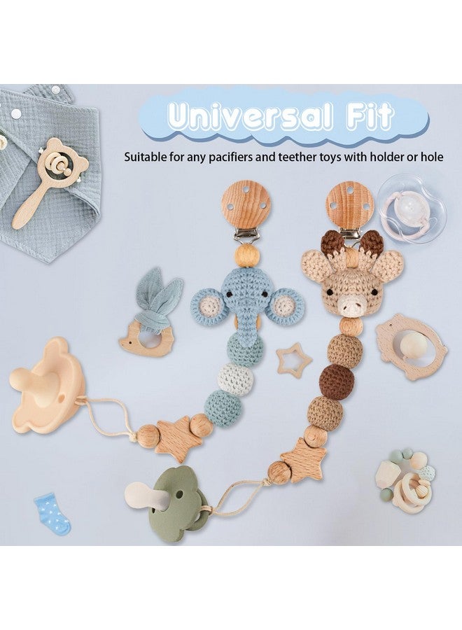 LSTRAGY Pacifier Clip, 2 Pack Pacifier Holder for Boys and Girls, Cute Deer Handmade Knitted Christmas Pacifier Clip Fits for Most Pacifier, Baby Teethers, Baby Shower and Baby Gift(Elephant&Deer) - Image 4