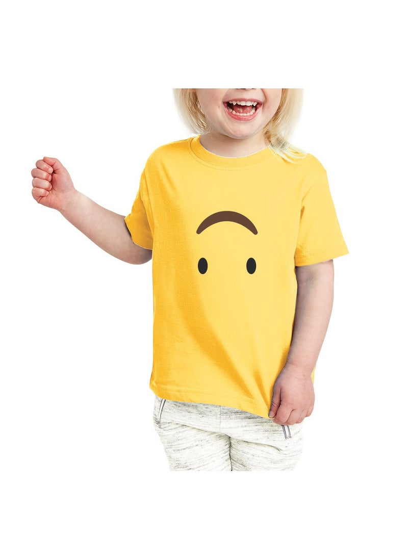 PRINTSHOP4ME - Yellow Smiley Face T-Shirt for Kids - Kids Unisex Round Neck Short Sleeve Cotton T-Shirt - Soft and Comfortable Tshirt - Perfect Emoji Outfit - Image 1