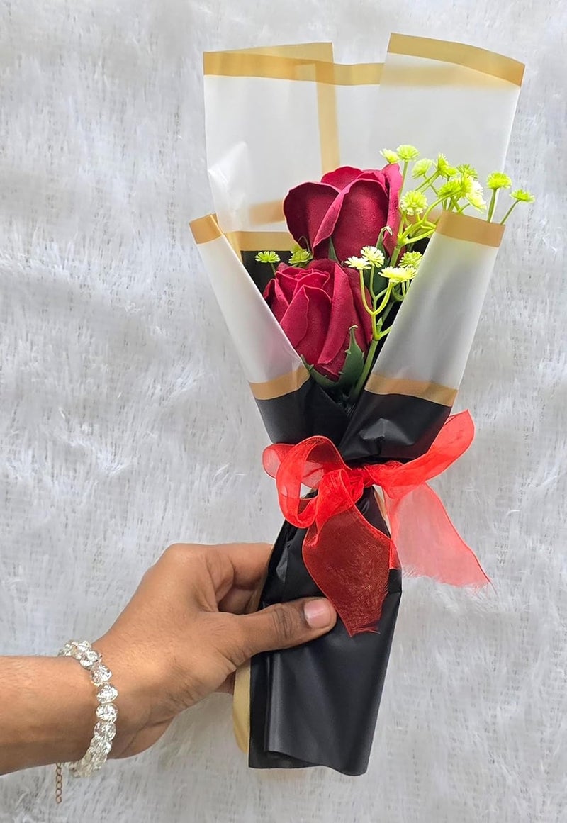 VRB Dec 1 pcs Artificial Crochet Flower Bouquet/Artificial Flowers Bunch/Crochet Flower/Flowers Bouquet Gift for Girls Home Decor,Gifting,etc. (1 Pcs Rose Bouquet) - Image 5