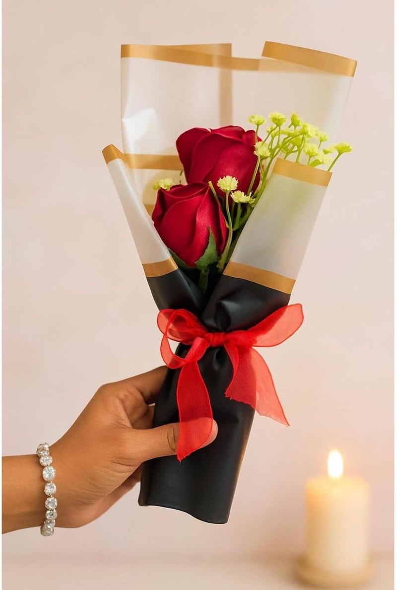 VRB Dec 1 pcs Artificial Crochet Flower Bouquet/Artificial Flowers Bunch/Crochet Flower/Flowers Bouquet Gift for Girls Home Decor,Gifting,etc. (1 Pcs Rose Bouquet) - Image 1