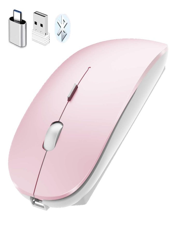 PEIBO Bluetooth Mouse for iPad Pro iPad Air Rechargeable Bluetooth Wireless Mouse for MacBook pro MacBook Air Mac Laptop Chromebook Windows HP PC DELL (Pink Mouse) - Image 2
