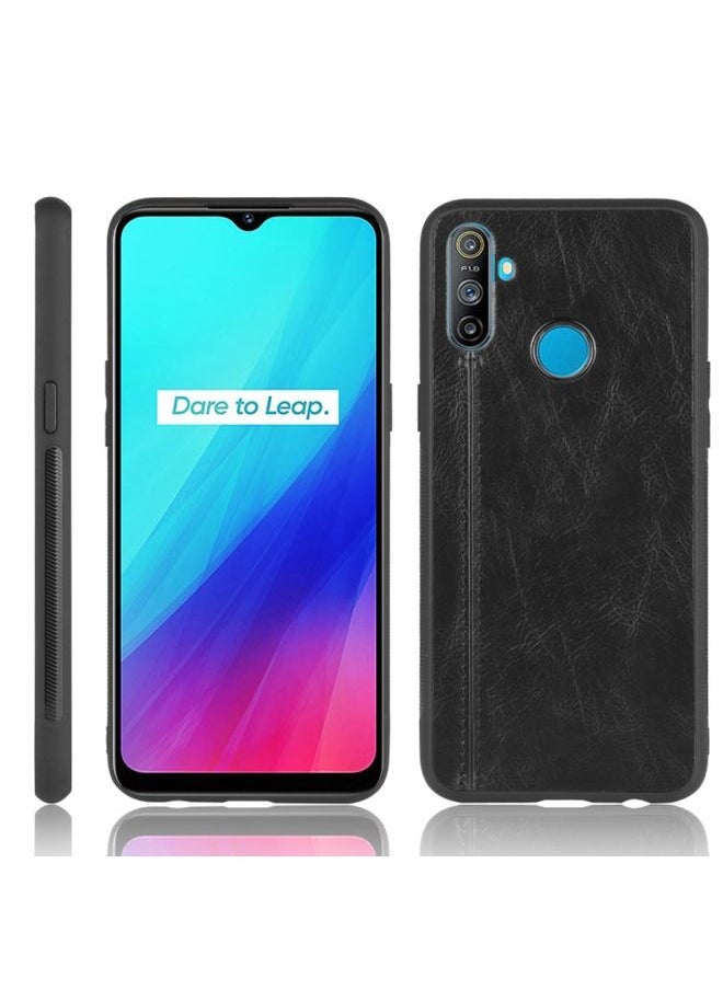 HuHa Case Cover For Realme C3 3 cameras Shockproof Sewing Cow Pattern Skin PC + PU + TPU Case Black 