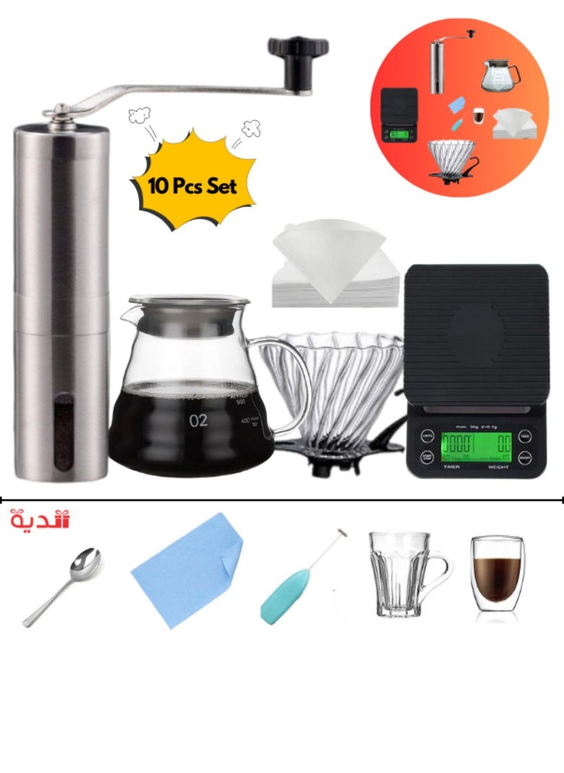 10 Pcs V60 Premium Pour Over Manual Coffee Maker with Manual Grinder Dripper Set - pzsku/ZB50BBBEF20D472CEFF41Z/45/1741249949/7d823574-72b0-4517-8d1f-7903532a2b8a