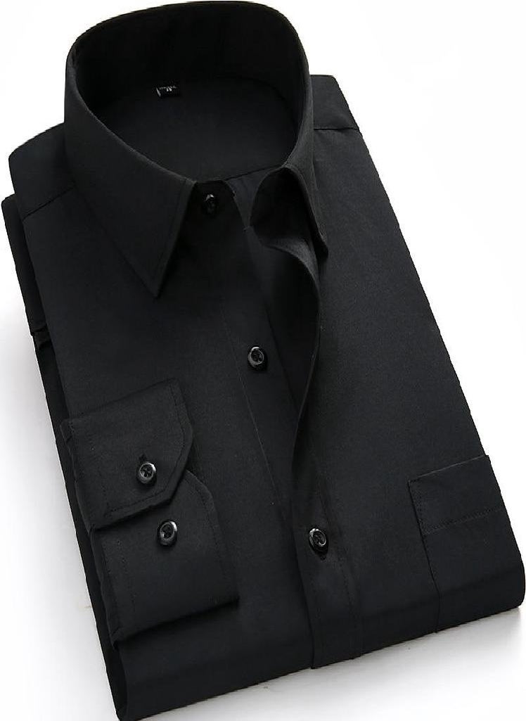 Eckek - Plus Large Size 8XL 7XL 6XL 5XL Mens Business Casual Long Sleeved Shirt Classic White Black Dark Blue Male Social Dress Shirts - Image 1