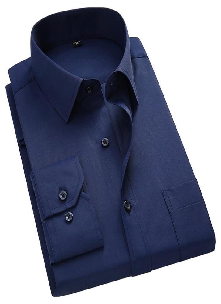 Eckek - Plus Large Size 8XL 7XL 6XL 5XL Mens Business Casual Long Sleeved Shirt Classic White Black Dark Blue Male Social Dress Shirts - Image 1