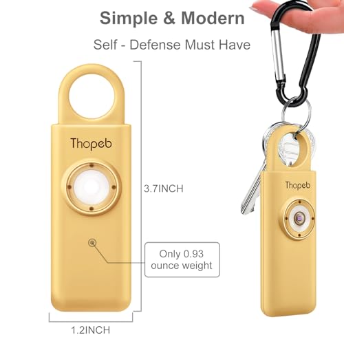 Thopeb The Original Personal Safety Alarm for Womenn by Women– Loud Siren Birdie Sound, Strobe SOS LED Light, Be Safe with Personal Alarm– Self Defense Keychain for College Essentials (Metallic Gold) - Image 3