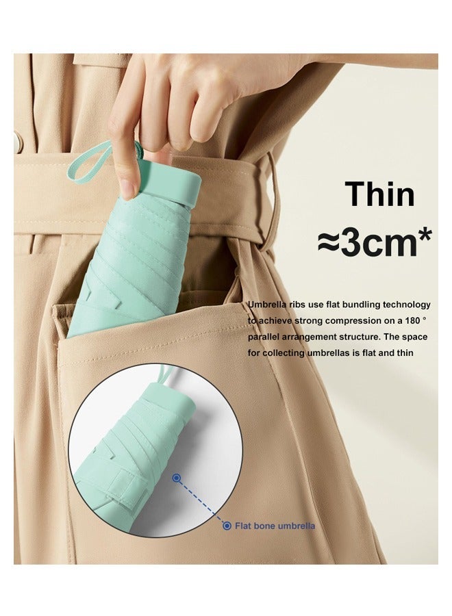 Ssovi Uv Mini Umbrella Sun Protection,Windproof Sun Umbrella Protection for Women and Kids,Travel Small Folding Umbrella for Rain，Portable Lightweight Travel Umbrella with Storage Box - Image 2