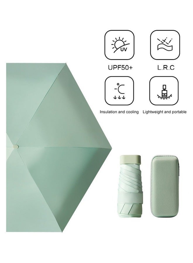 Ssovi Uv Mini Umbrella Sun Protection,Windproof Sun Umbrella Protection for Women and Kids,Travel Small Folding Umbrella for Rain，Portable Lightweight Travel Umbrella with Storage Box - Image 1