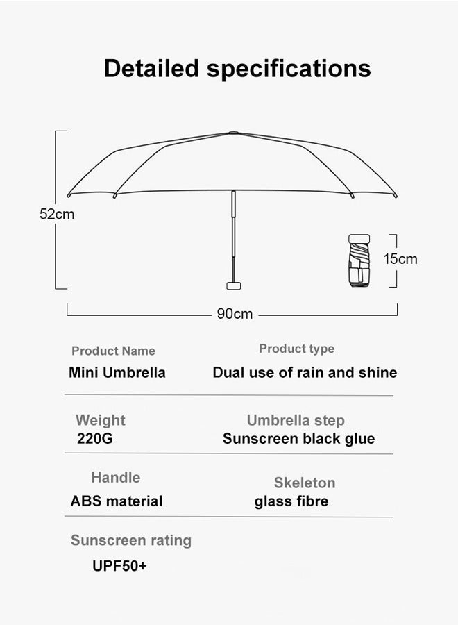 Ssovi Uv Mini Umbrella Sun Protection,Windproof Sun Umbrella Protection for Women and Kids,Travel Small Folding Umbrella for Rain，Portable Lightweight Travel Umbrella with Storage Box - Image 3