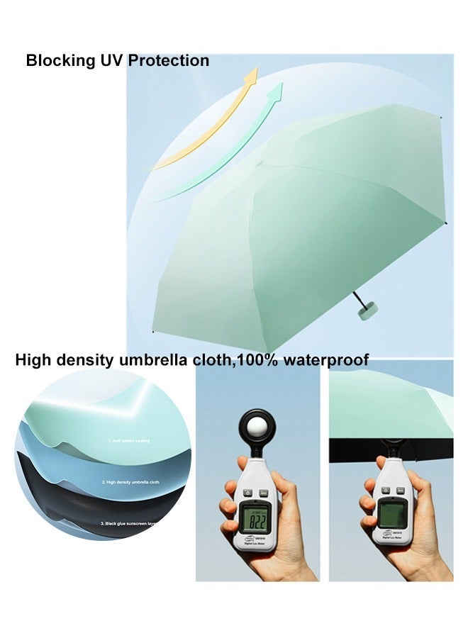 Ssovi Uv Mini Umbrella Sun Protection,Windproof Sun Umbrella Protection for Women and Kids,Travel Small Folding Umbrella for Rain，Portable Lightweight Travel Umbrella with Storage Box - Image 4