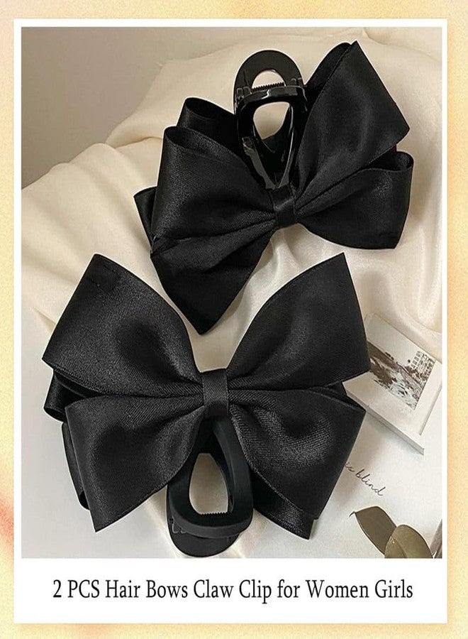 Cerun 2 Pcs Premium Hair Clips for Women: Bow-knot Claw Clips for Thick and Thin Hair, Big Non-slip Bow Clips in Black - Image 3